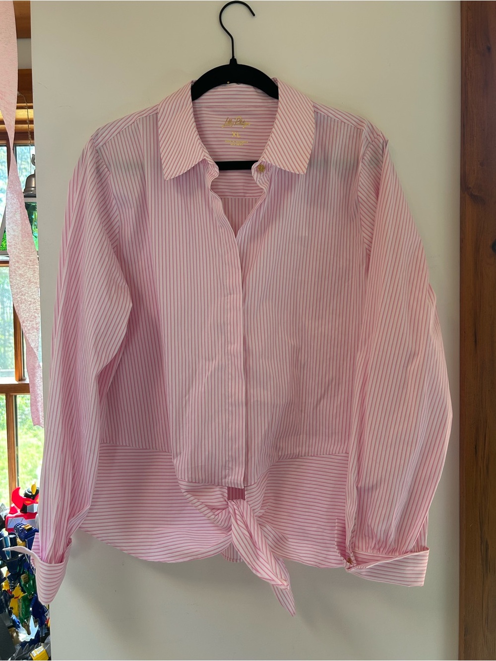 Lilly Pulitzer The Lilly Tie Shirt Conch Shell Pink Size XLarge NWT - Picture 2 of 10